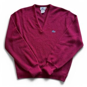 Vintage Lacoste Burgundy Sweater with Blue Logo – Men’s Large